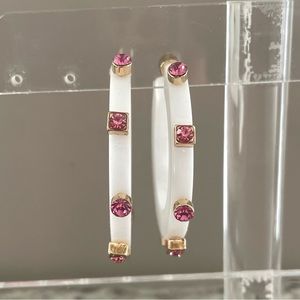 Smith & Co City Girl White with Hot Pink Jewel Hoop Earrings Small Size